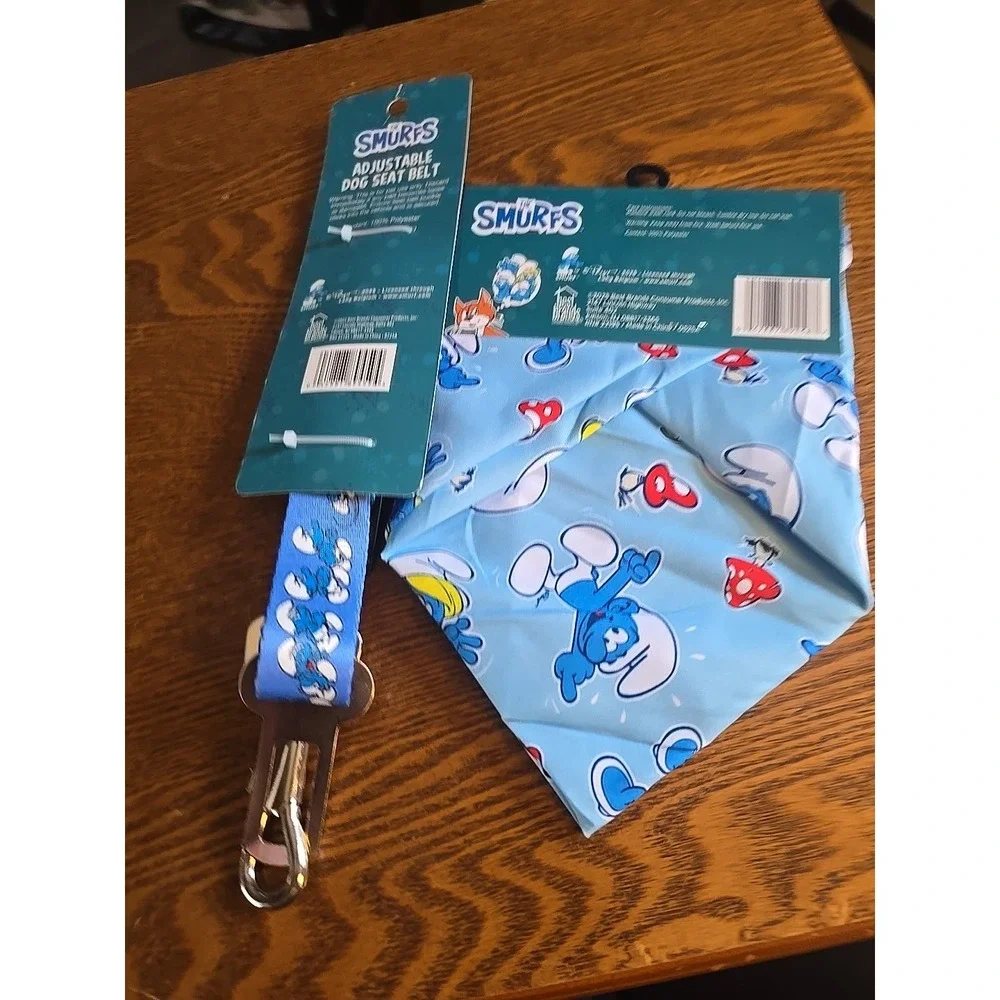 The Smurfs Adjustable Dog Seat Belt & Bandana (Brand New)
